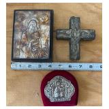 3 Vintage / Antique Icon Religious Item Lot
