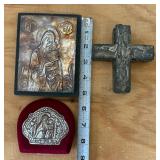 3 Vintage / Antique Icon Religious Item Lot