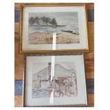 2 Vintage Southwestern Framed Watercolor Paintings