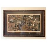 MID CENTURY Offset Lithograph Signed Dean Warnholtz 1954