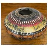 Signed Native American Pottery Spider Web Pot