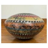Signed Native American Pottery Spider Web Pot