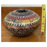 Signed Native American Pottery Spider Web Pot