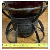 Antique Railroad Lantern w/ Original Red Glass Globe