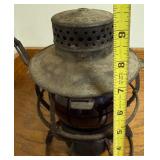 Antique Railroad Lantern w/ Original Red Glass Globe