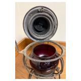 Antique Railroad Lantern w/ Original Red Glass Globe