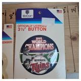 Bud Light Belt Buckle and Minnesota Twins Belt Buckle, Keychain and 1991 Worls Series Button