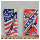 2 CASE Old Glory and The Rebel Knives-As New, Old Stock