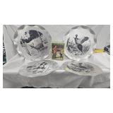 Les Kouba Pheasant Art Aluminum Trays(4) and Vintage Hunt Themed Puzzle