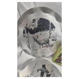 Les Kouba Pheasant Art Aluminum Trays(4) and Vintage Hunt Themed Puzzle