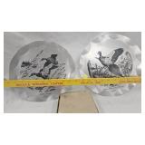 Les Kouba Pheasant Art Aluminum Trays(4) and Vintage Hunt Themed Puzzle