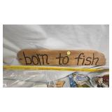 Fish Themed Decore Lot, Trivet, Sign, Game and Heico German Fishing Troll