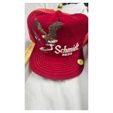 Schmidt Beer Hat, Like New, Red Courderoy with Eagle