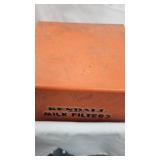 6 Sample Pkgs of Kendall Milk Filters and 2 Vintage Milk Filter Cases by Kendall