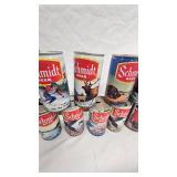 Lot of 18 Empty Schmidt Beer Cans, Various Designs