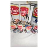 Lot of 18 Empty Schmidt Beer Cans, Various Designs