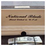 National Blade, Etched Ivory Handle and Black Knife