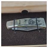 National Blade, Etched Ivory Handle and Black Knife