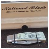 National Blade, Etched Ivory Handle and Black Knife