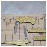 4 Brass Collectors Knives