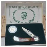Kennedy Half Dollar 1948-1963 Coin and Knife Tribute
