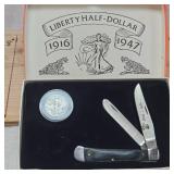 Liberty Half Dollar 1916-1947 Coin and Knife Tribute
