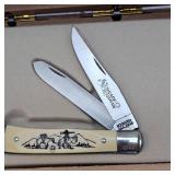 Special Edition Schrade "The Trapper" Scrimshaw Handle Wooden Case