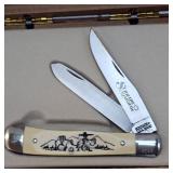 Special Edition Schrade "The Trapper" Scrimshaw Handle Wooden Case