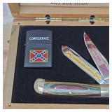 "South Will Rise"  Confederate  Flag Commemerative Lighter and Knife
