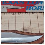Texas Longhorn Knife 6" Blade with Wood Handle and Leather Sheath