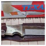 Texas Longhorn Knife 6" Blade with Bone Handle and Leather Sheath