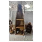 Wood Boat Décor with Catail Art