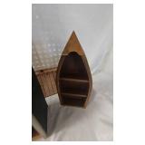 Wood Boat Décor with Catail Art