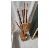 Wood Boat Décor with Catail Art