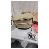 Ice Fishing Lot including Tackle/Lunch Tote, Bobbers, Rattle Wheel, Minnow Scoop, Etc