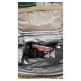 Ice Fishing Lot including Tackle/Lunch Tote, Bobbers, Rattle Wheel, Minnow Scoop, Etc