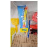 Ice Fishing Lot including Tackle/Lunch Tote, Bobbers, Rattle Wheel, Minnow Scoop, Etc