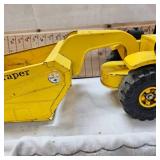 Classic Pressed Steel Tonka Stamped Scraper shows slight wear but 90% Paint Remains