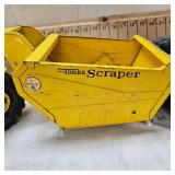 Classic Pressed Steel Tonka Stamped Scraper shows slight wear but 90% Paint Remains