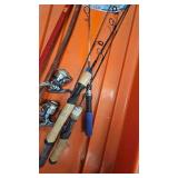 Ice Fishing Sled with Hole Strainers and Mis Rods