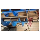 4 hand augers and homemade Spear with Conduit handle