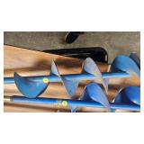 4 hand augers and homemade Spear with Conduit handle
