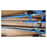 4 hand augers and homemade Spear with Conduit handle