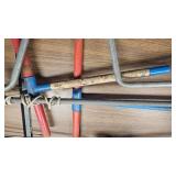4 hand augers and homemade Spear with Conduit handle