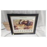 "The Vanishing America"  Print with Buffalo Nickels and Indian Head Cents