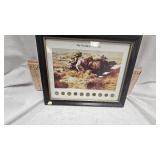 "The Vanishing America"  Print with Buffalo Nickels and Indian Head Cents