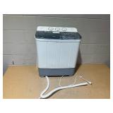 COSTWAY Portable Washing Machine, Twin Tub 22Lbs Capacity, Compact Washer(13.2Lbs) and Spinner(8.8Lbs) with Control Knobs, Built-in Drain Pump, Semi-Automatic Laundry washer for Apartment, RV (Grey)