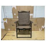 Costway SET OF 6 Patio Folding Sling Back Chairs Camping Deck Garden Beach Brown (6 Chairs)