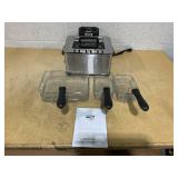 Costway Electric Deep Fryer 5.3 QT/21-Cup Stainless Steel 1700W with Triple Basket
