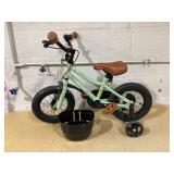 Costway 12" Kids Bike with Training Wheels Adjustable Handlebar & Seat Handbrake Green